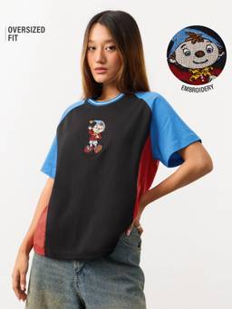 The Souled Store - Women Black Embroidered Pure Cotton T-Shirt