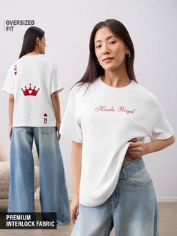 The Souled Store - Women White Printed Pure Cotton T-Shirt