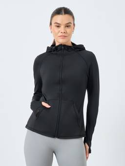 Styli - Women Black Solid/Plain Polyester Jacket