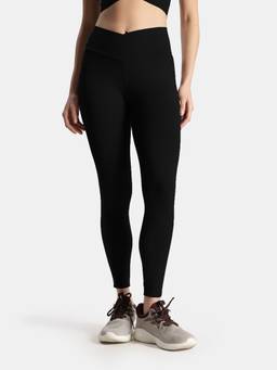 Jockey - MW60 Women Microfiber Leggings with Crossover Style Broad Waistband-Black