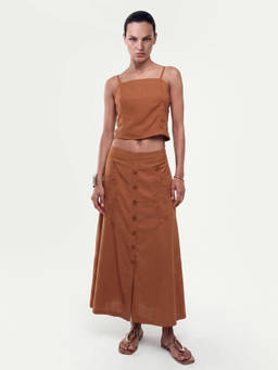 RAREISM - Women Mustard Embroidered Viscose Skirt