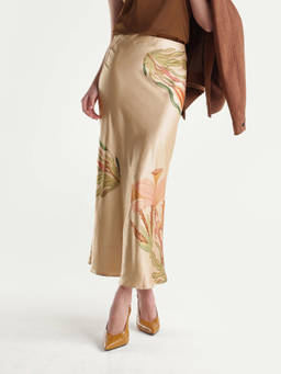 RAREISM - Women Beige Floral Polyester Skirt
