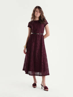 RAREISM - Women Wine Floral Nylon Dress