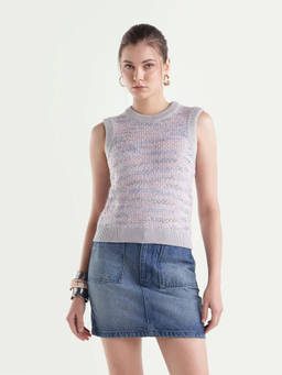 RAREISM - Women Grey Textured Polyester Blend Sweater