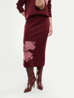 RAREISM - Women Maroon Floral Cotton Skirt