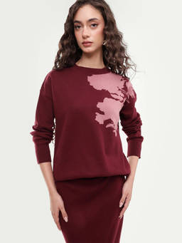 RAREISM - Women Maroon Floral Cotton Sweater