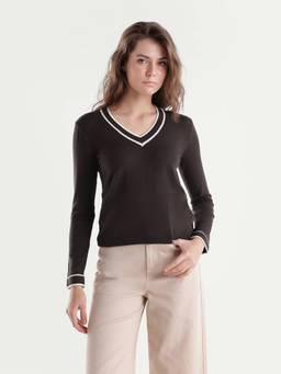 RAREISM - Women Brown Textured Viscose Blend Sweater