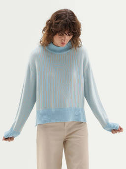 RAREISM - Women Blue Stripes Acrylic Blend Sweater
