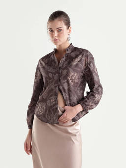 RAREISM - Women Brown Floral Cotton Shirt