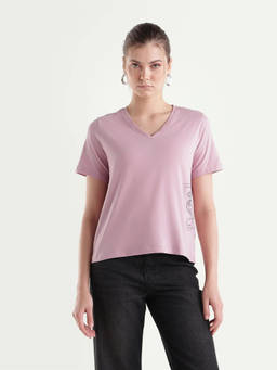 RAREISM - Women Pink Floral Cotton Blend T-Shirt
