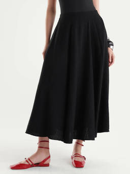 RAREISM - Women Black Solid/Plain Viscose Blend Skirt