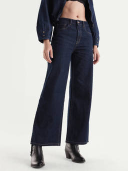 RAREISM - Women Navy Blue Solid/Plain Cotton Jeans