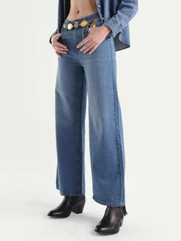 RAREISM - Women Blue Solid/Plain Cotton Jeans