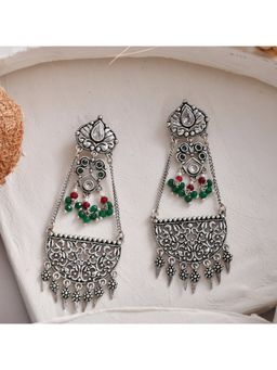 Voylla - Abharan Oxidised Silver Plated Lightly Embellished Earrings