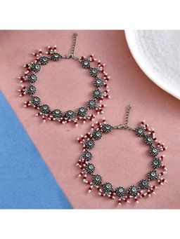 Voylla - Abharan Casual Round Cut White Stones Anklets