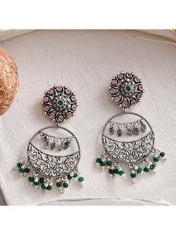 Voylla - Abharan Pink Stones and Pearls Drop Earrings
