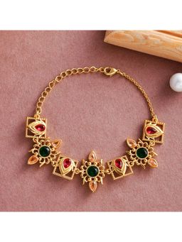 Voylla - Abharan Red and Green Stones Casual Bracelet