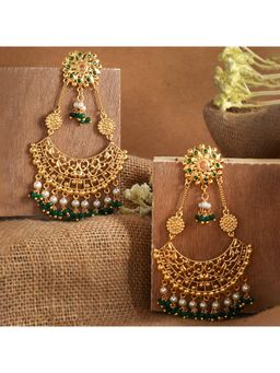 Voylla - Abharan Jaali Design White Pearls Ethnic Drop Earrings