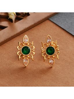Voylla - Abharan Green Stone Adorned Stud Earrings
