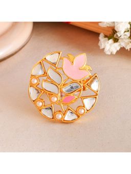 Voylla - Forever More Enamelled White Pearls Cocktail Ring