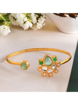 Voylla - Forever More Green Enamelled Floral Pearls and Green Stones Bracelet