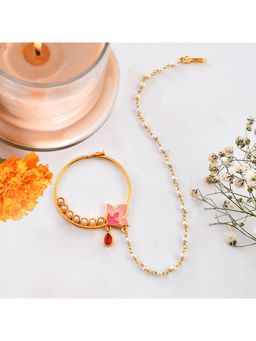 Voylla - Forever More Enamelled Tulip Motif Non-Piercing Nose Ring