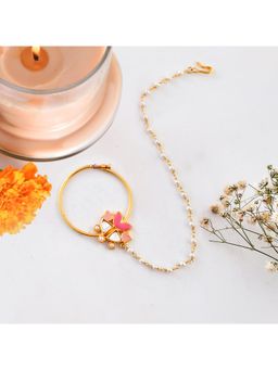 Voylla - Forever More Pink Enamel Floral Motif Non-Piercing Nose Ring