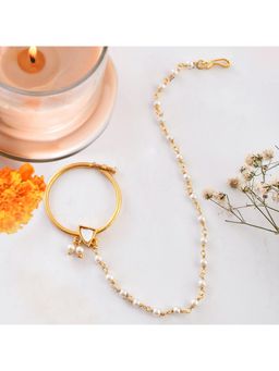 Voylla - Forever More White Pearl Beads Non-Piercing Sahara Nose Ring