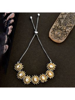 Voylla - Veerangana White Pearls and Oval Cut Kundan Bracelet