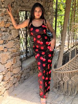 Tandul - Women Charming Cherry Printed Dress
