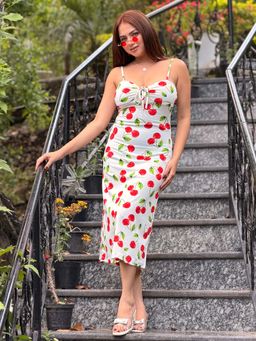 Tandul - Women Charming Cherry Printed Dress