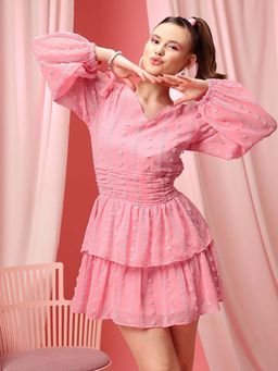 STREET 9 - Pink Dobby Mini Dress