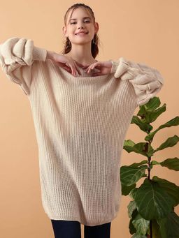 STREET 9 - Beige Knitted Sweater Dress