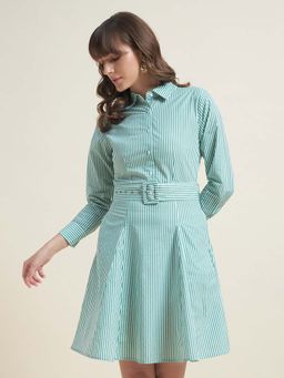 Beatnik - Green Collared Mini Dress