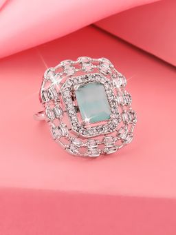 Estele - Rhodium Plated CZ Fascinating Ring for Women