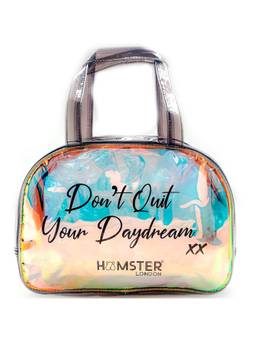 Hamster London - Women Blue Typography Pu Tote Bag