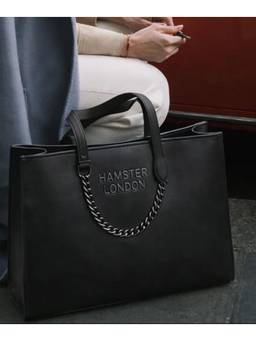 Hamster London - Women Black Solid/Plain PU Tote Bag