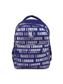 Hamster London - Women Blue Typography PU Backpack