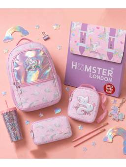Hamster London - Women White Printed PU Bagpack, Sling Bag and Pouch with Sipper