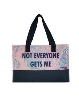 Hamster London - Women Blue Typography PU Tote Bag