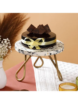 CASA DECOR - White Rainbow Speckled 8-Inch Multi-Color Cake Stand