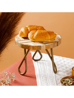 CASA DECOR - Multi-Color Wooden Vintage 8-Inch Cake Stand