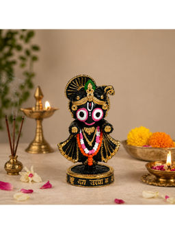eCraftIndia - Black & Golden Jagannath Idol Decorative Spiritual Showpiece Gift