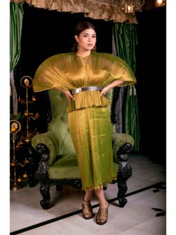 Uptownie - Pleated Midi Skirt-Green