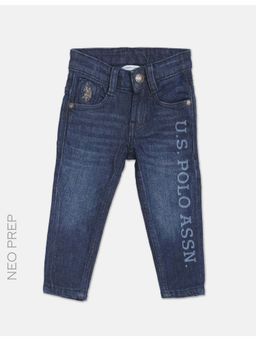 U.S. POLO ASSN. - Laser Brand Print Stone Wash Jeans