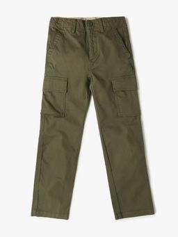 GAP - Olive Cotton Blend Solid Casual Trouser