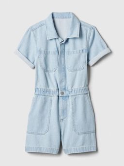 GAP - Blue Cotton Solid Casual Playsuit