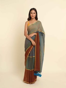 Suta - Multi-Color Colorblock Cotton Blend Saree