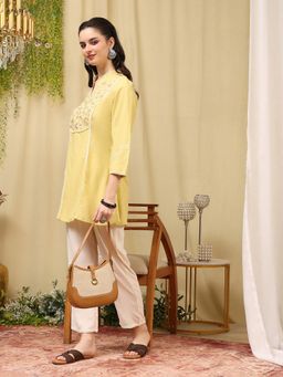 Nayam by lakshita - Yellow Embroidered Short Kurti