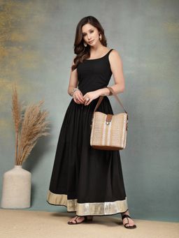 Anekaant - Earth Knots Brown Jute Striped Handheld Bag